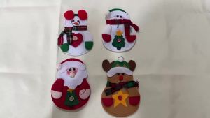 4pcs Christmas knife and fork set Santa Claus snowman reindeer Christmas table decoration knife and fork storage set