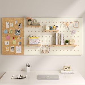 Kệ Gỗ Treo Tường Có Bảng Ghim Nút Trang Trí
