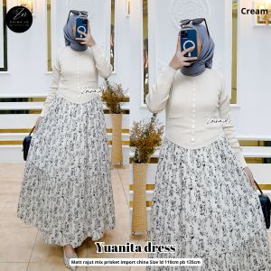 Dress yuanita - rajut mix plisket import china Ld 110 pb 135