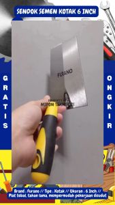 FURANO Sendok Semen Cetok Semen Kotak 6 Inch Gagang Karet Tebal