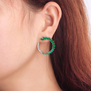 SEQUITO Trendy Women Jewelry Silver Color Micro Pave Green White AAA Zirconia Simple Style Crystal Small Stud Earrings Daily Party Ear Decoration SE761