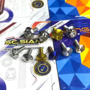 SIDE STAND BOLT HONDA CLICK 125  150 V2 / V3 / BEAT FI V2 HENG / SC SIAM CNC GEAR  CONCAVE  GOLD