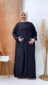 Gamis Wanita Hitam Super Jumbo Ld 130 Cm Dan Ld 145 Cm Model Polos Kekinian