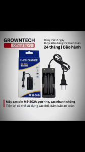 Bộ sạc pin đôi MS-202A tích hợp đèn pin led thông minh sạc đồng thời 2 viên tiện dụng an toàn