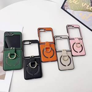 Ốp Điện Thoại Samsung Galaxy Z Flip 8/7/6/5/4 Bằng Da PU Flip8 Có Nam Châm Kèm Giá Đỡ Nhẫn Tương Thích Sạc Không Dây