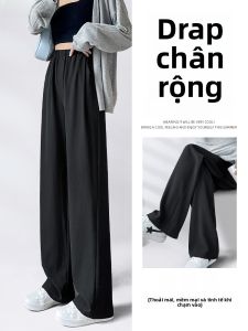 JIANGLU | Quần ống rộng bằng lụa băng cỡ lớn cho nữ mùa hè quần dài ống đứng thoáng khí quần ống rộng thoải mái