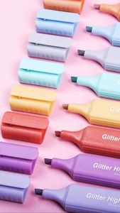 Gratis Semua - Textliner Glitter Aesthetic / Stabilo Warna Neon 4 PCS