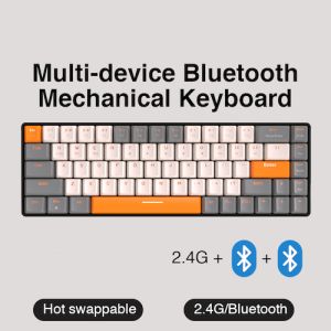 Wireless Mechanical Keyboard Bluetooth 5.0/2.4GHz with Receiver Compact 68-Key Hot Swap [Free Batteries]