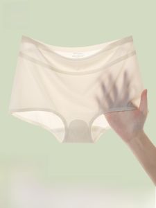 MiiOW | กางเกงชั้นในทรงสามเหลี่ยมเอวกลางสำหรับผู้หญิง ทรงบาง ผ้าไหมน้ำแข็ง ไร้ตะเข็บ ทรงเอวสูง ไม่รัดรูป ฤดูใบไม้ผลิและฤดูร้อน