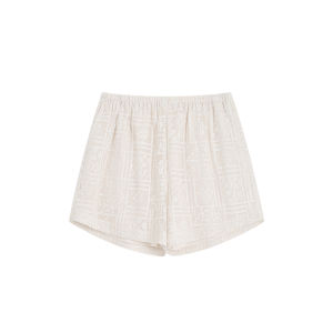 THE MIDDLE | Vintage Lace Embroidery Womens POLO Long Sleeve Sun Protection Loose Shorts Set