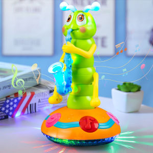 1pcs Childrens Electric Caterpillar Saxophone ToysDancing Saxophone CaterpillarLED Light Caterpillar Saxophone Toy Wriggle Ca