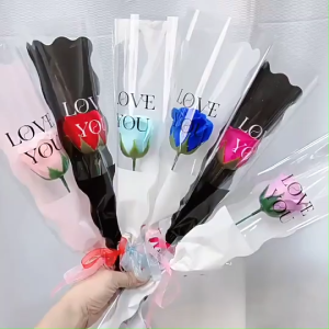 ถุงใส่ช่อดอกไม้ ลายคลื่น ( 10 ชิ้น ) สำหรับไว้ห่อช่อดอกไม้วันวาเลนไทน์ รับปริญญา ซองกรวยใส่ดอกไม้