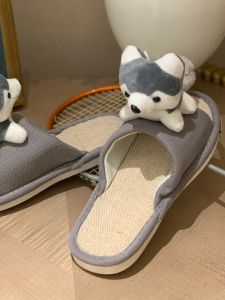 Korean Style Halfpart Asphalt Slippers for Couples Cartoon Design Silent Indoor Slippers for Home Use Summer Style for Women Men