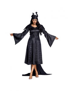 Halloween Party Costume Movie Role Performance Horned Sleeping Curse Dark Witch Tail Skirt Ladies Festival Performance Clothing