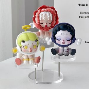 Acrylic Display Stand Trapezoidal Figure Storage Box Blind Box Small Figurine Showcase Transparent Cartoon Cute Particle Organizer