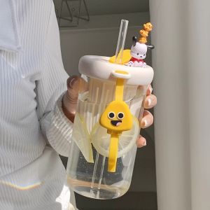 New 2025 High Aesthetic Glass Cup Straw for Brewing Flower Tea Fruit Tea Summer Cold Brew Drinks Transparent round Shape