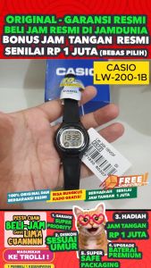 CASIO ORIGINAL - CASIO LW-200-1BV - WOMEN Hitam Resin Jam dunia JD18ST # Jam Tangan Wanita Cewek Anti Air Digital Analog + CASIO LW 200 1B LW-200 200 LW200 LW-200-1B $ WR5 STR KC7 HT7