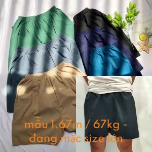 Quần đùi nam vải thường size 45kg đến 65kg - đáy nem - quần ông già NEMRE