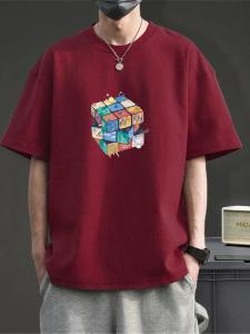 Áo Thun Cotton Nam Tay Ngắn Mùa Hè Phong Cách Mỹ Thường Ngày Thoáng Khí in Họa Tiết Cổ Tròn Dáng Rộng Thời Trang