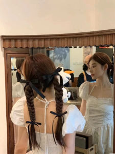 Princess on the Run New Arrival Horse Tail Hair Accessories Black Bows a Pair of Hairclips Xiaohongshu Same Style Side Hairpin Headdress