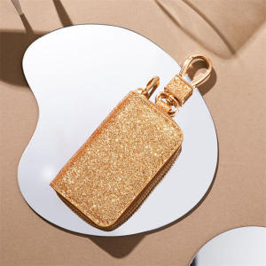 Shiny Pu Key Bag Zipper Key Holder Organizer Car Keychain Wallet Fashion Simple Key Bag Bag Car Key Cover