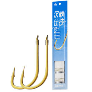 HANDING | Pre-bound Golden Sleeve Single Double Barbed Bait Hooks Sleeve Hooks