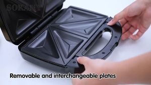 ฟรี 6 ถาดอบ SOKANY เครื่องทำวาฟเฟิล เครื่องทำขนม เครื่องทำแซนวิช เครื่องทำวาฟเฟิลเครื่องทำอาหารเช้าเครื่องทำความร้อนแบบสองด้านในครัวเรือน multi-function อบแซนวิชไฟฟ้าเค้ก