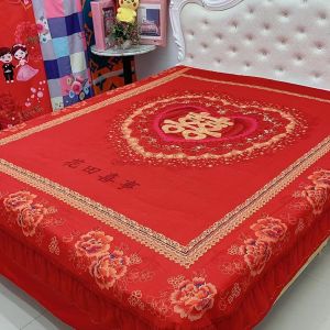 Thickened Pure Cotton like Bed Sheet Cover Single Piece Large Size Floral 3D Polyester Bed Sheet for Double Bed Clearance
