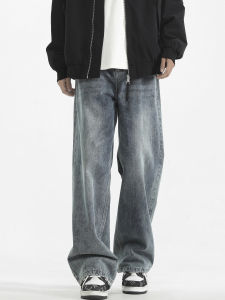 Retro Straight Leg Mens Jeans Casual American Wide Leg Pants Winter New Style Comfortable Breathable Anti-Wear Sweat Absorbent