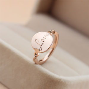 Personalized Round LOVE Signet Ring 18K Rose Gold