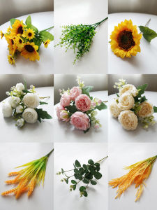 Creative Sunflower Wheat Spike Rice Paddy Eucalyptus Desktop Scene Decoration Imitation Flower Arrangement Home Decor