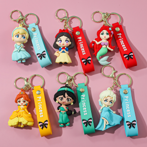 Disney Frozen Lisa Snow White Doll Pendant Cartoon Silicone Car Keychain Cute Creative Gift Keychain Childrens Toy Gift