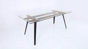 hinlim.com - ARCHIE 1.8M Glass Dining Table / Meja Makan Kaca / Glass Top Dining Table / Kitchen Table / Meja Makan Berkayu 餐桌