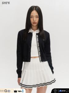 SMFK | Celebrity Style Knit Cardigan with Embroidered Double Stripes