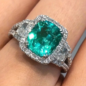 Huitan Elegant Women Ring Inlaid Shiny Blue CZ Fashion Accessories for Wedding Engagement Luxury Lady Silver Color Jewelry Gift