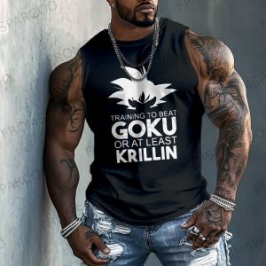 Bandai | Dragon Ball Anime Goku Peripheral Printed Pure Cotton Tank Top 2025 Gym Sportswear Casual Men Loose Summer Fashion Vest Top