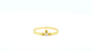 Happy Jewelry แหวนเม็ดเดี่ยว 3 แฉก ทองแท้ 9k 37.5% เพชรเกสร ME600