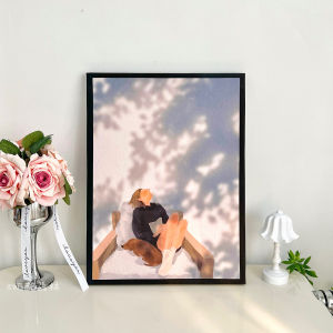 Light and Shadow Girl Lazy Healing Painting Art Decorative Painting Cozy Bedroom Bedside Decoration Painting Living Room Niche Style Mural