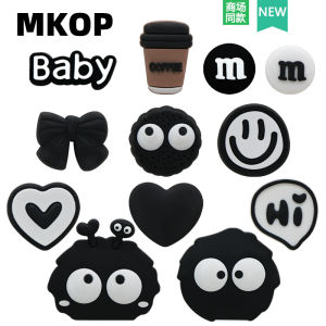 MKOP Clog Shoe Accessories DIY Shoe Buckle Parts Black Coal Ball M Bean Shoe Flower Decorative Buckle Suitable for Cross/Crocs