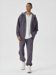 BODYDREAM | Morandi Color Heart B Emblem Loose Mens Hoodie and Sweatpants Set