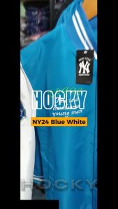 HOCKY Jaket Varsity Baseball Pria Wanita Premium Full Bordir N24 Blue White Series Terbaru