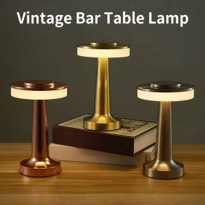 EG【Ready Stock】Vintage Bar Table Lamp Touch Sensor Rechargeable Dumbbell Desk Lamp Night Light For Home Bar Hotel Office Decor
