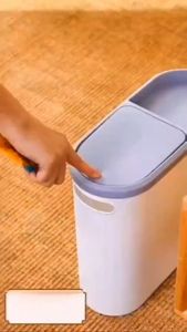 Slim Plastic Trash Bin With LidEasy Press-TopSpace Saving Design Suitable For Bathroom Kitchen Living RoomSimple Solid Color