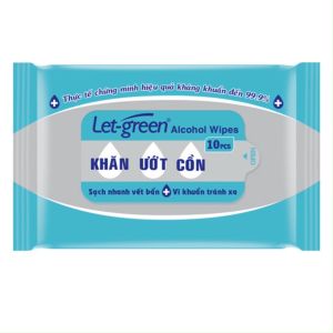 Lốc 10 Gói Khăn Giấy Ướt Có Cồn Bỏ Túi Let-green 10 miếng/gói