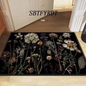 VIKAMA 3D Vintage Flowers Welcome Door Mat Wear-Resistant Kitchen Bedroom Carpet Indoor Outdoor Entrance Floor Mat Home Decor