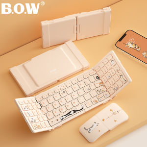 B.O.W | Portable Foldable Bluetooth Wireless Keyboard Mouse Set For Office Mobile Phone Universal Use Womens BOW HB328 Kit