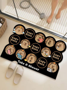 Bathroom Entrance Mat Anti-Fall Thickened Silicon Dinosaur Cartoon Style Bathroom Floor Mat Water Absorbent Non-Slip Doormat