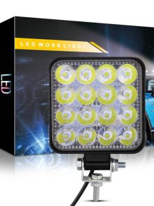 Mini 16-Light 48W LED Work Lights Square Driving Assistance Lights Car Modification Front Spotlight Headlamp Automotive Lighting
