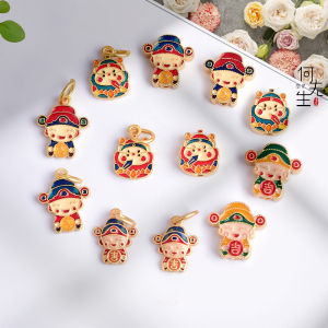 Handmade Epoxy Resin Sand Gold Color Small Wealth God Bead Spacer Womens Bracelet Pendant Drop Earring DIY Jewelry Accessories