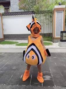 Marine Animals Clownfish Cosplay Costume Tropical Fish Sea World Children Performance Clothing Penguin Crab Lobster Devilfish Set Hat shoe Kids Anime Dancing Dress Show